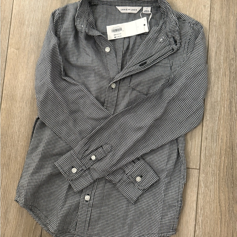 Janie and Jack Black and White Checkered Shirt